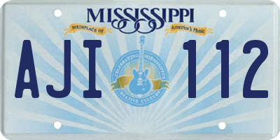 MS license plate AJI112