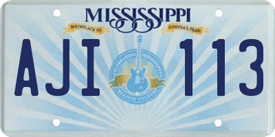 MS license plate AJI113