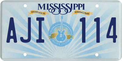 MS license plate AJI114