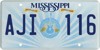 MS license plate AJI116
