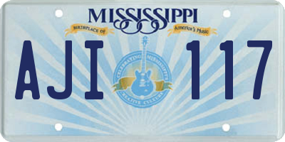 MS license plate AJI117