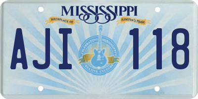 MS license plate AJI118