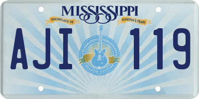 MS license plate AJI119