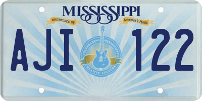 MS license plate AJI122
