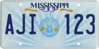 MS license plate AJI123