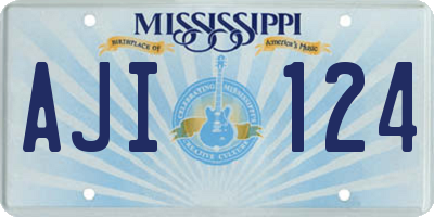 MS license plate AJI124