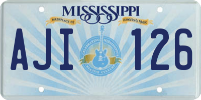 MS license plate AJI126