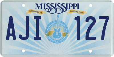 MS license plate AJI127