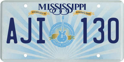 MS license plate AJI130