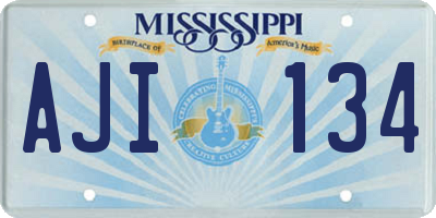 MS license plate AJI134