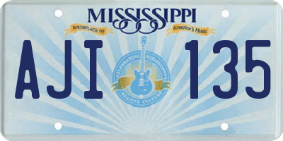 MS license plate AJI135
