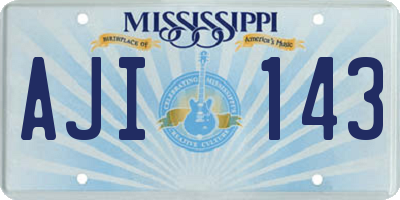 MS license plate AJI143