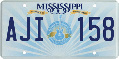 MS license plate AJI158