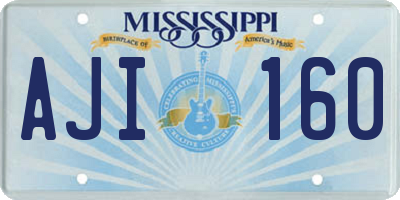 MS license plate AJI160