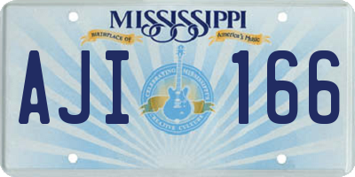 MS license plate AJI166