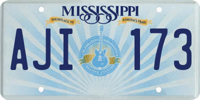 MS license plate AJI173