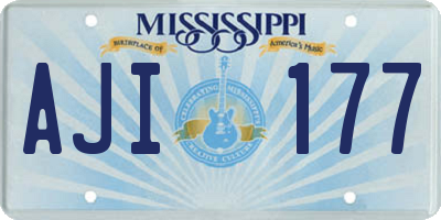 MS license plate AJI177