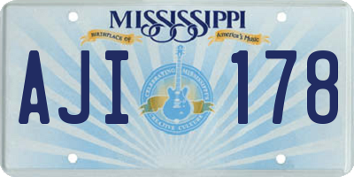 MS license plate AJI178