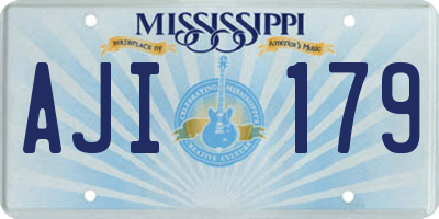 MS license plate AJI179