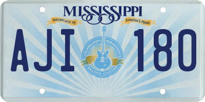 MS license plate AJI180