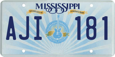 MS license plate AJI181