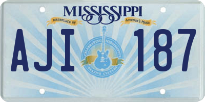 MS license plate AJI187