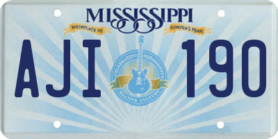 MS license plate AJI190