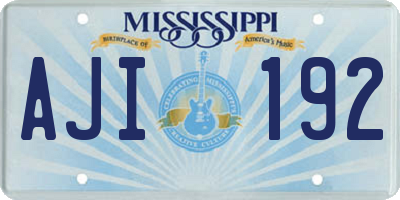 MS license plate AJI192