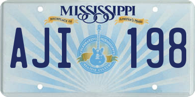 MS license plate AJI198