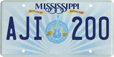 MS license plate AJI200