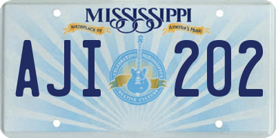 MS license plate AJI202