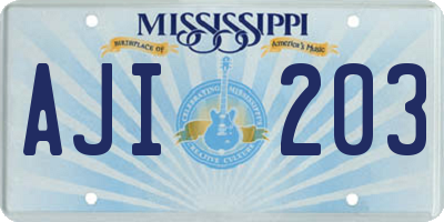 MS license plate AJI203