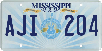 MS license plate AJI204