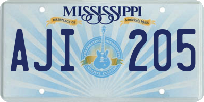 MS license plate AJI205