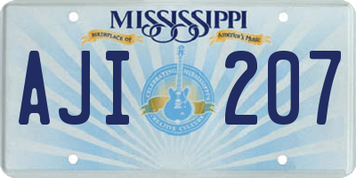 MS license plate AJI207