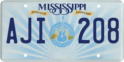 MS license plate AJI208