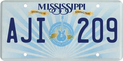 MS license plate AJI209