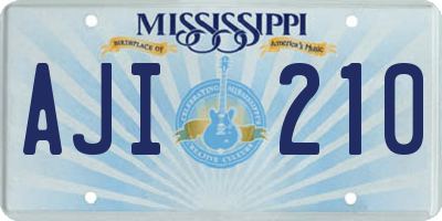 MS license plate AJI210