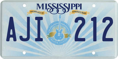 MS license plate AJI212