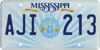 MS license plate AJI213