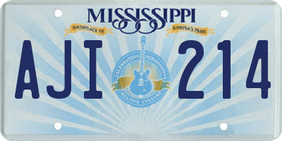 MS license plate AJI214