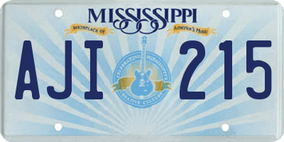 MS license plate AJI215