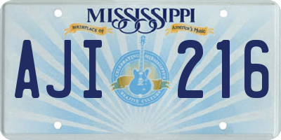 MS license plate AJI216