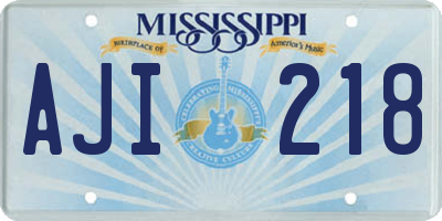 MS license plate AJI218