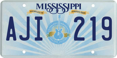 MS license plate AJI219