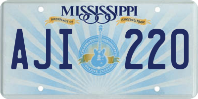 MS license plate AJI220