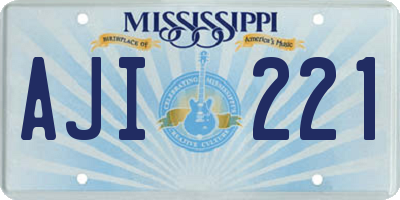 MS license plate AJI221
