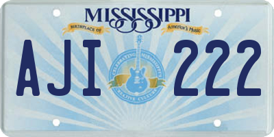 MS license plate AJI222