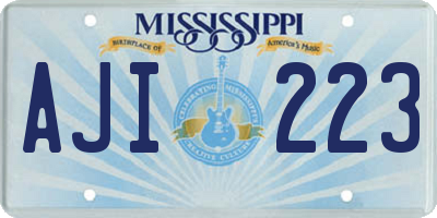 MS license plate AJI223