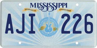 MS license plate AJI226